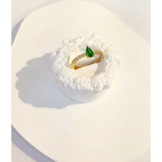 Δαχτυλίδι Χρυσό 14K - Γυναικείο, Δάκρυ με Πράσινο Ζιργκόν (μέρος σετ) (RI543)